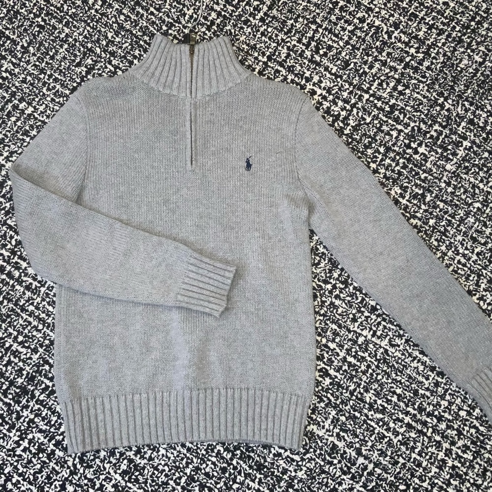 Boys Ralph Lauren Gray Half-Zip Sweater